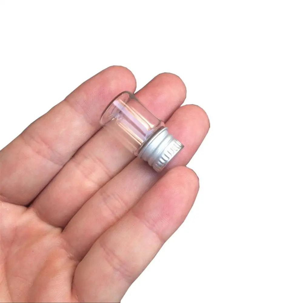 2ml Mini Glass Bottles Crafts Cute Bottles Aluminum Cover Empty Wishing Gift Bottles Jars Decorate