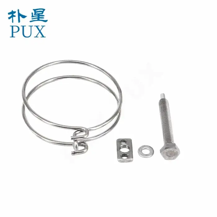 High Quality Pretty Tension Adjustable Galvanized Steel/stainless steel Double Wires Hose Clamp Steel Pipe Clamp Bolt Clamp