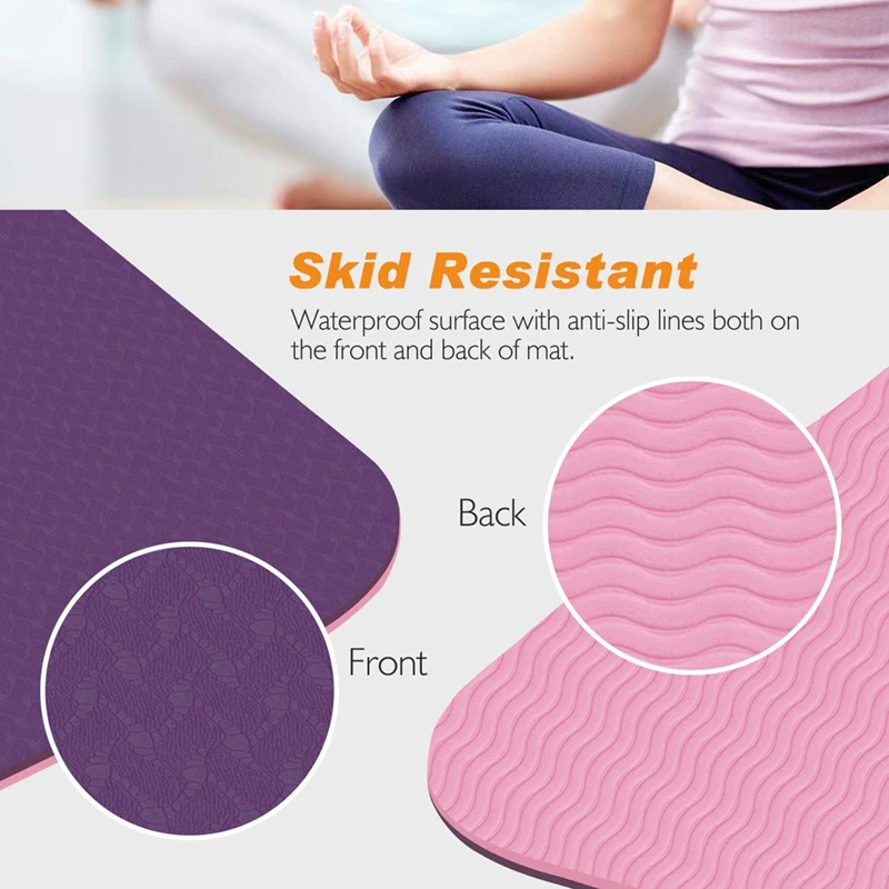MKAS Double Color Men Women Soft Foam TPE Anti-Slip Yoga Mat 6Mm 10Mm Custom Logo 173Cm 183Cm Thick Rubber TPE Yoga Mat