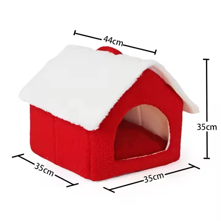 Wholesale removable cat bed house semi-enclosed pet dog cat New design pet bed christmas pet cat bed house
