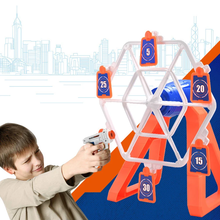 Electric Dart Target Electronic Rotating Target Music Hovering Target Toy Soft bullet gun Shooting Game with 1 gun 5 bullets