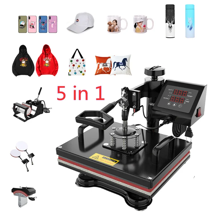 5 in 1 Easy Operation Heat Press Machine Hat Tshirt Plate Mug Sublimation Printing Machine heat transfer machine