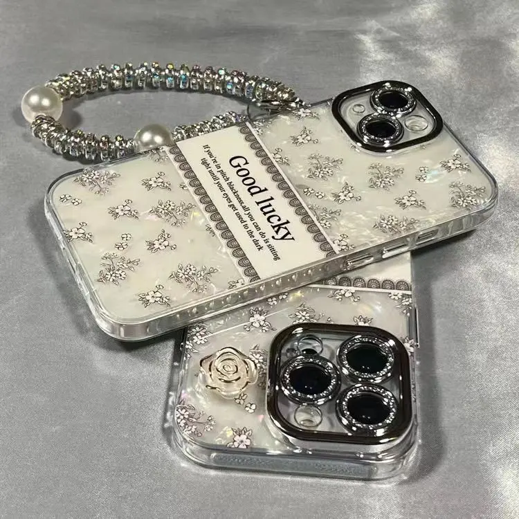 Three-dimensional camellia  Flowers   flower phone case with chain for all phones