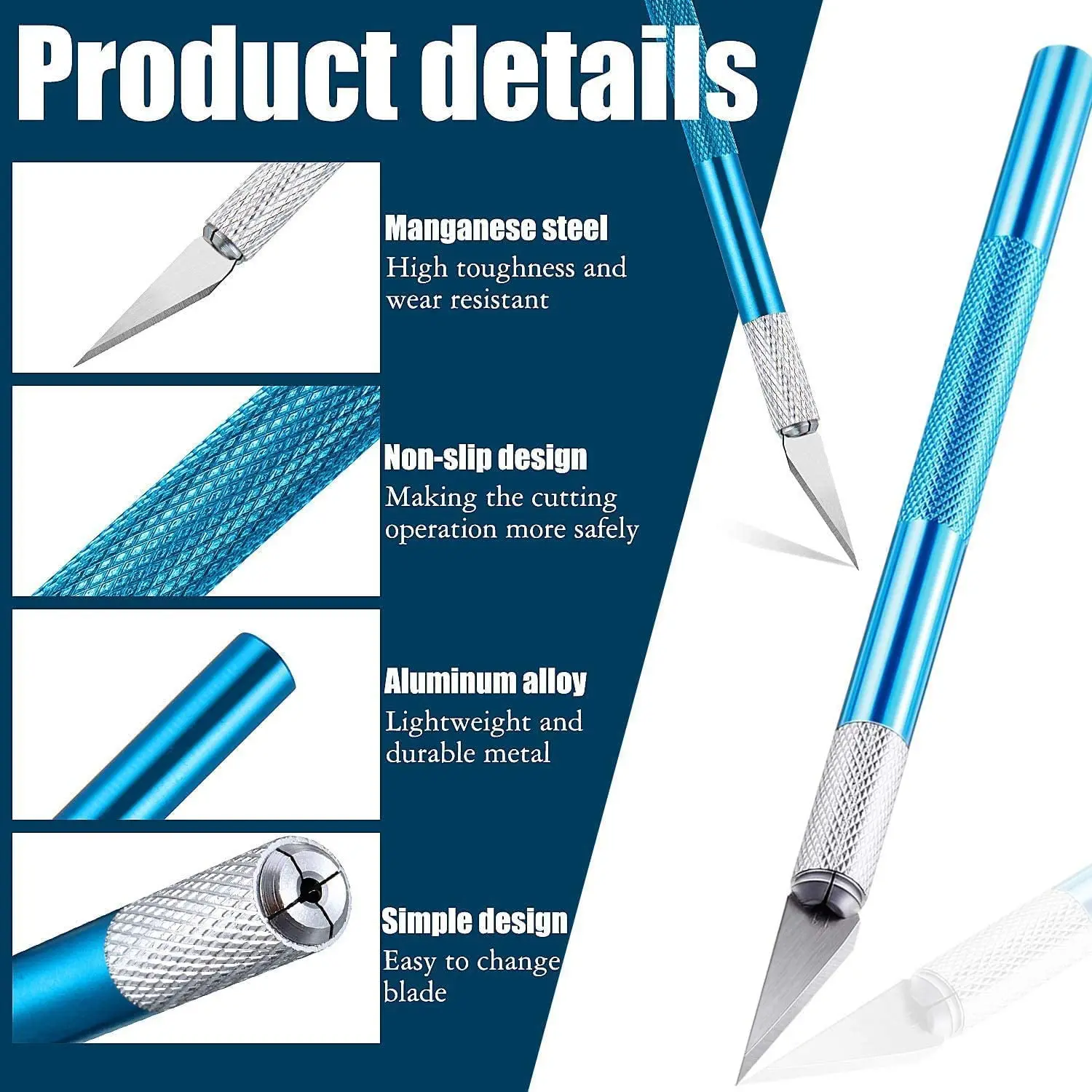 Homesun Multi-functional Precision Cake Carving Craft Knife With 5pcs Blades Diy Carving Craft Hobby Knife Razor Tool Set