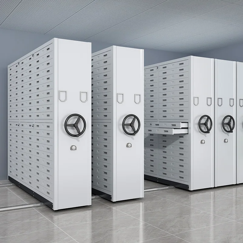 Hand-Operated Steel Mobile Shelving for Compact File Storage Dense Rack for School Office & Home Library Archives