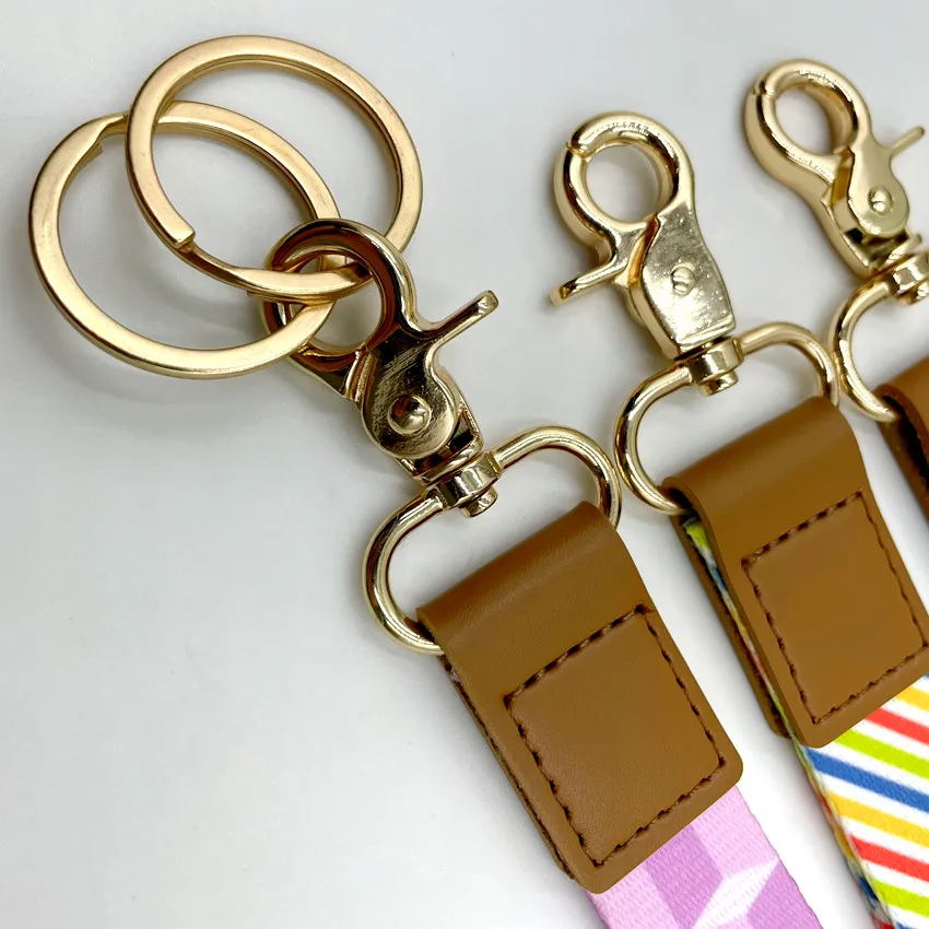 Latest Popular Multi Colors Custom Thick Polyester  Heat Transfer Sublimation Wristlet Keychain Lanyard for key