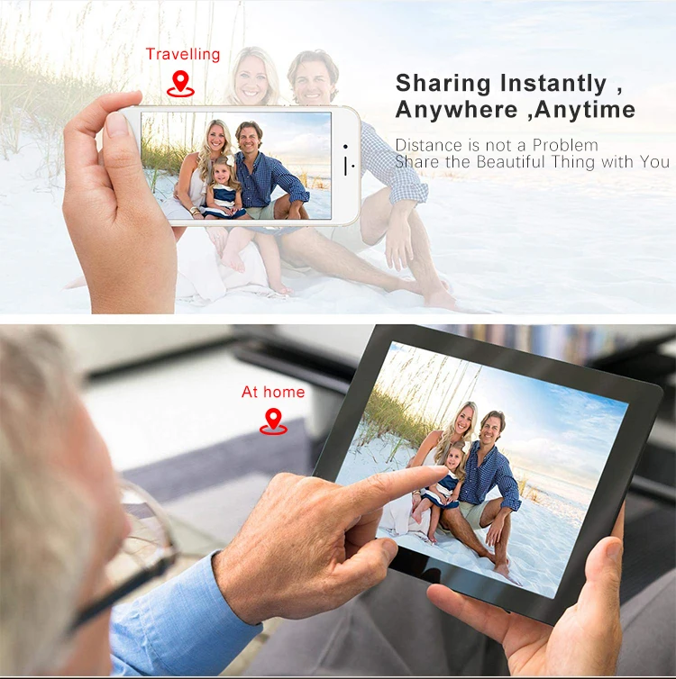 Умный видео Wi-Fi цифровой фото рамка 10 дюймов пейзаж и портрет деревянная рамка для фотографий с сенсорным экраном в сборе
