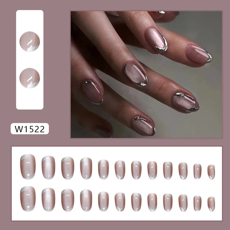 C191 SAFENG 24pcs Eye Cat Design Press On Nails Short Artificial False Nail Tips Art Salon For Summer Fingernail Decoration