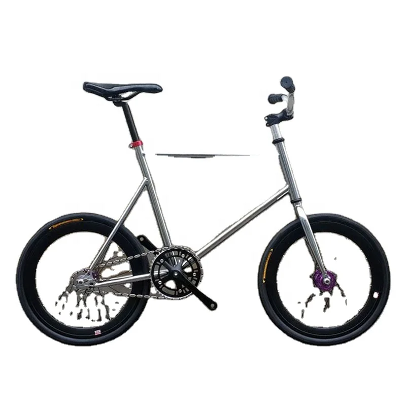 20 Inch Fixed Gear Bike Single Speed Retro Bicycle Fixie Vintage Sliver Frame Mini Vinbicycle With Basket Cycling Accessories