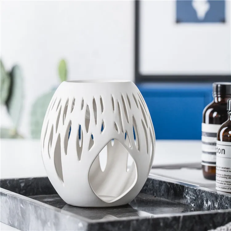 Wholesale custom logo matte wedding decor church ceramic essential incense oil burner for tealight candles