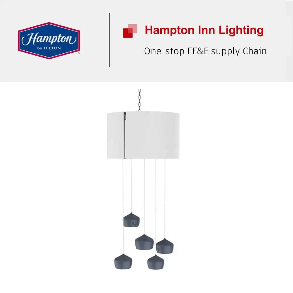 Hilton Hampton Inn 6 Light White Drum Pendant Light