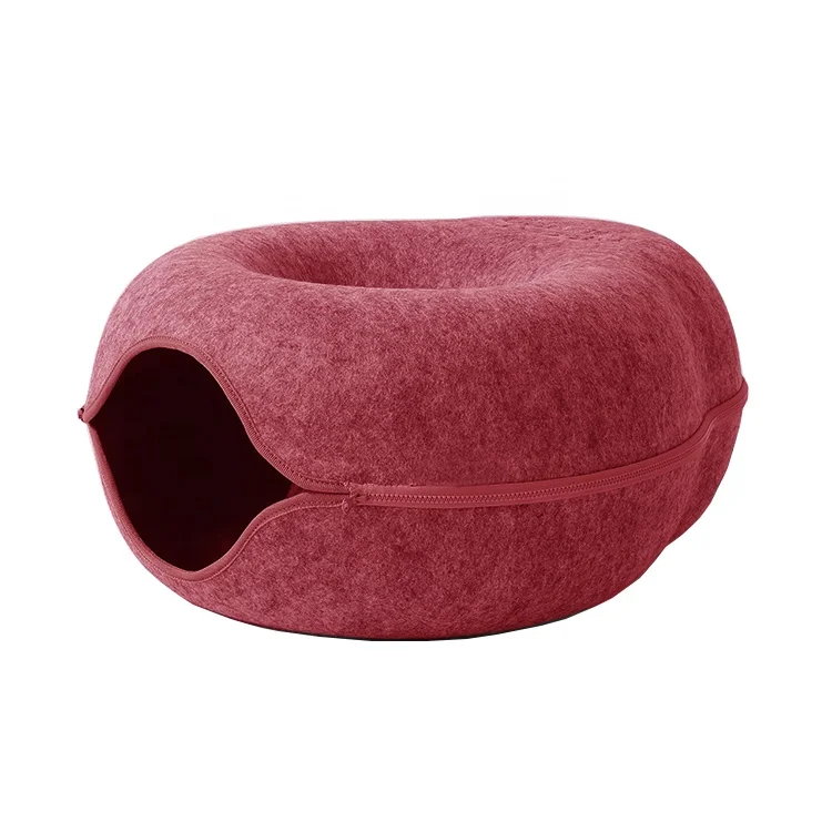 Wholesale good quality polyester thermoforming cat bed customized color size PET felt pet house for home