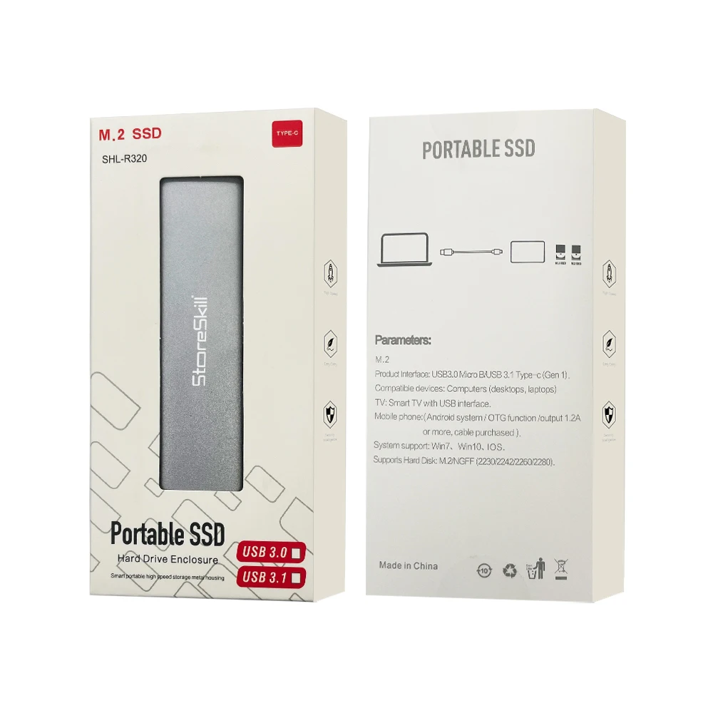 Корпус для внешнего жесткого диска M.2 NVMe SSD 10 Гбит/с USB C USB3.1 поддержка 2280/ 2230/ 2242/