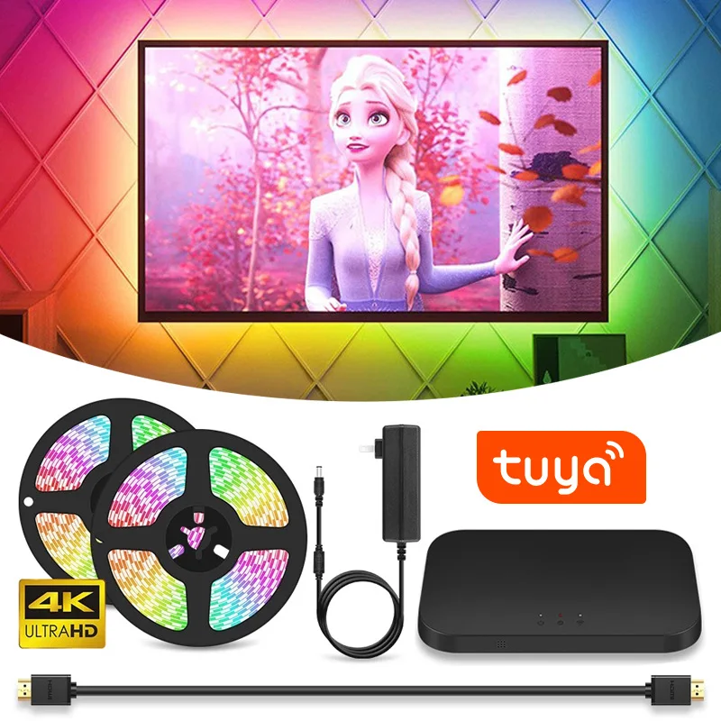Best quality support TUYA APP control color synchronization 12 scene effects RGBIC led tv backlight for sale