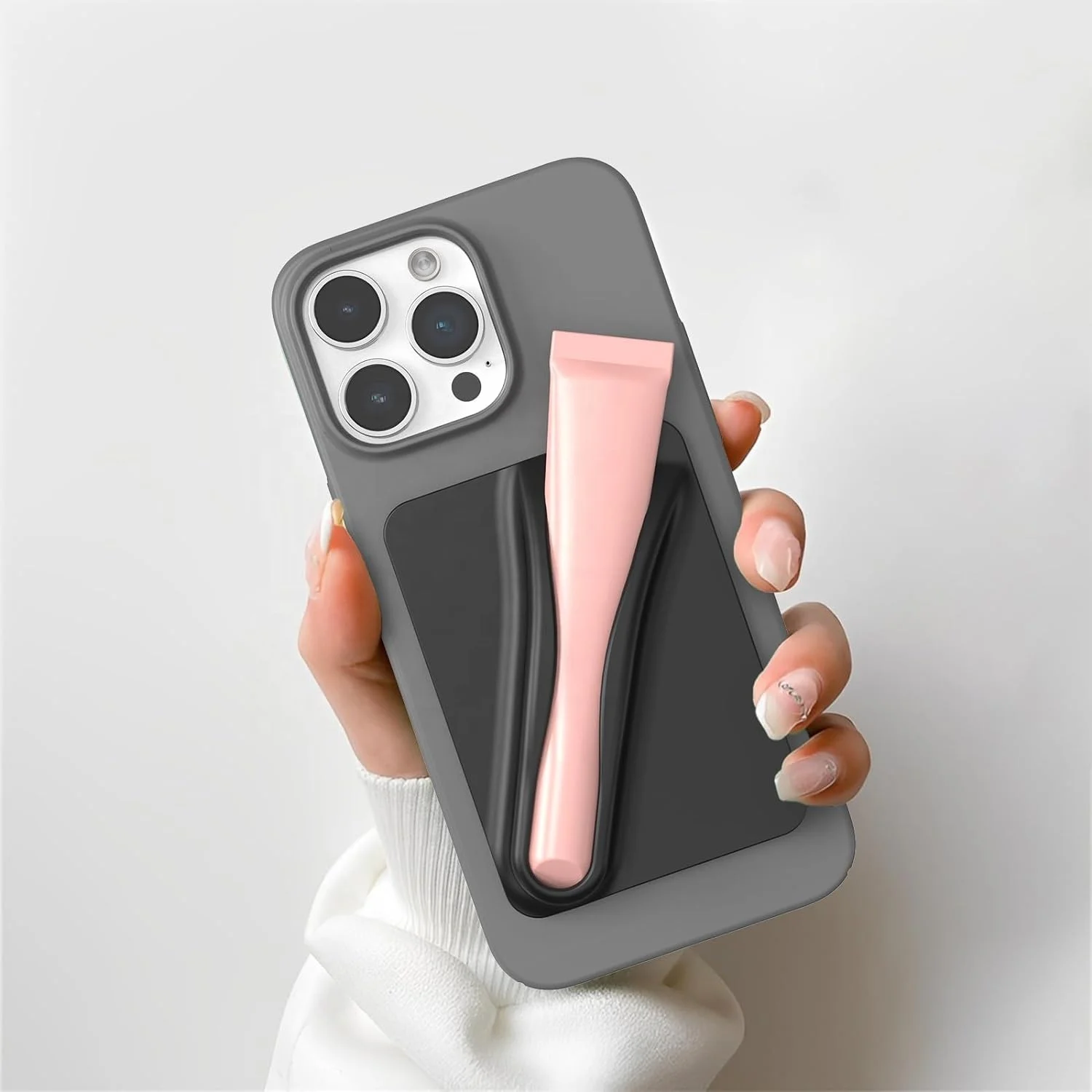 Lip Gloss Adhesive Sleeve for Cell Phone, Lipstick Lip Glaze Phone Case Back Stick Holder for iPhone Smartphones