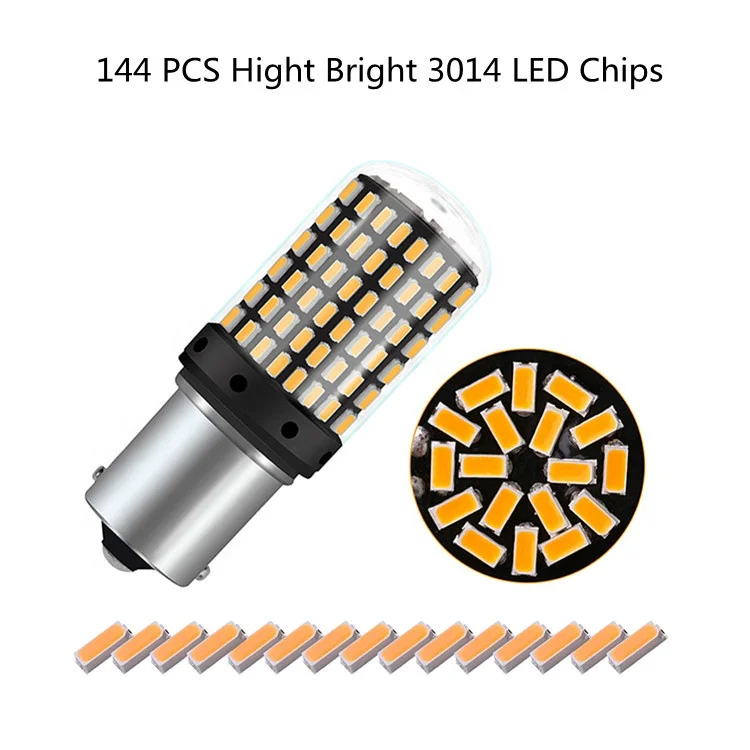  T20 1156 18 Вт 2800LM CanBus без ошибки BA15S P21W 144SMD 3014 Светодиодные лампы автомобиля Фонарь указателя