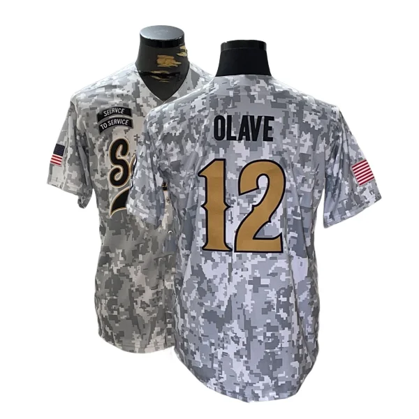 Custom Arctic Camo Button Up Baseball Jersey 2024 All Stitched American Football Jerseys #12 Olave  #7 Hill #32 Mathieu  Carr