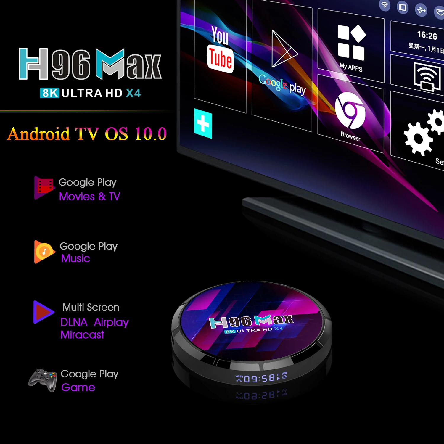 New Arrival Amlogic S905X4 Android 10 Quad core dual wifi box tv for televisor samsung 55 pulgadas