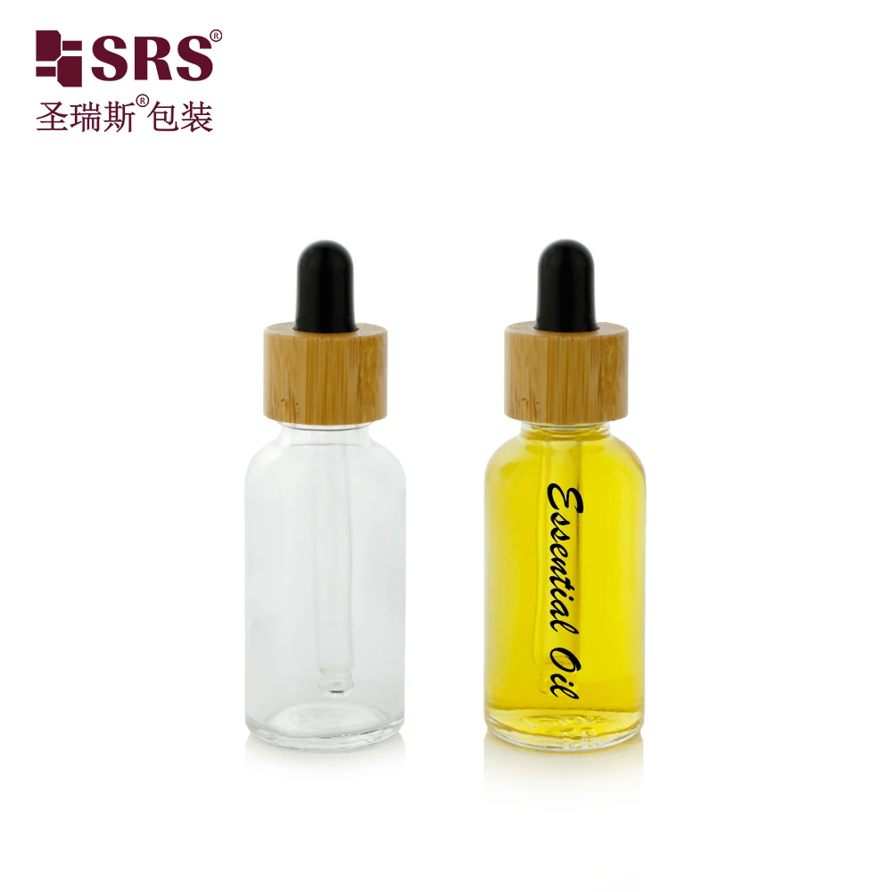 D003-30ml Fast Dispatch Stock Clear Colored Glass Empty Bottles Vial Packaging for Cosmetic Skin Care Serum Beard Oil For Men