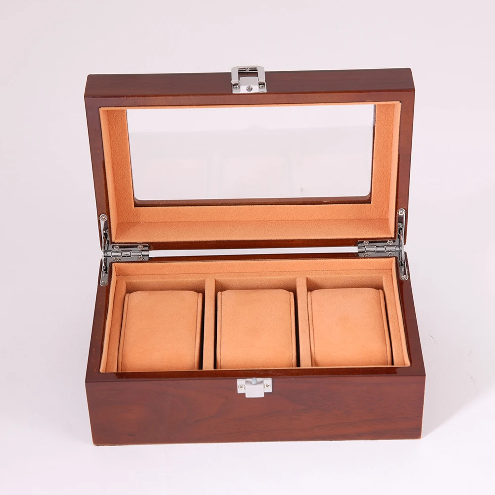 supplier price brown 3 slots watches box wooden accessories box storage box ready ship