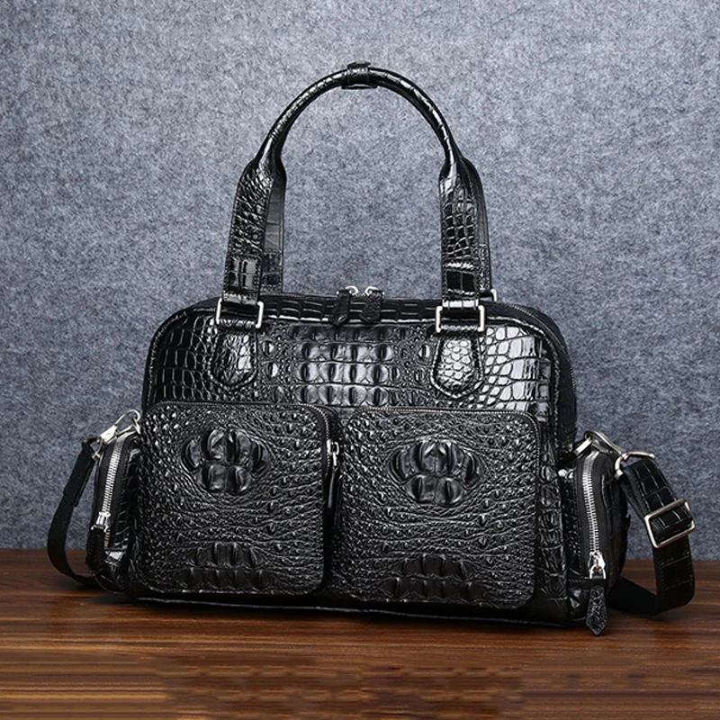 New Collection Luxury Style Handbag Crocodile Briefcase for Men Imported Bangkok Crocodile Skin Genuine Leather Zipper Closure