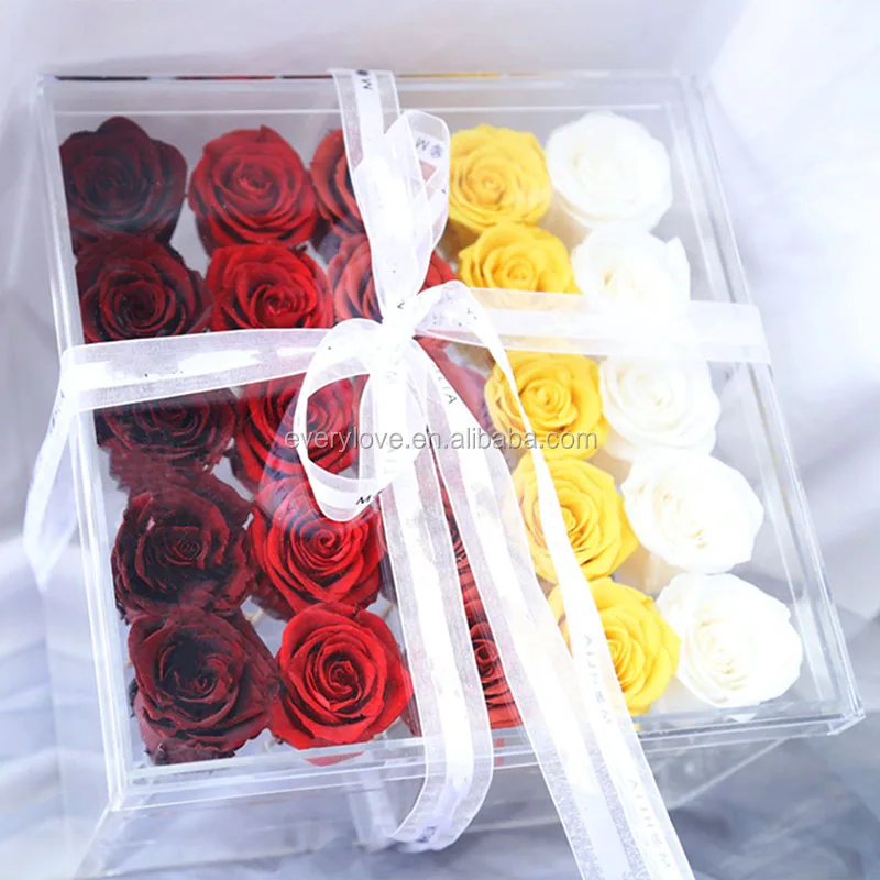 Every Love Clear Single Rose Acrylic Flower Box Customized For Valentine Day