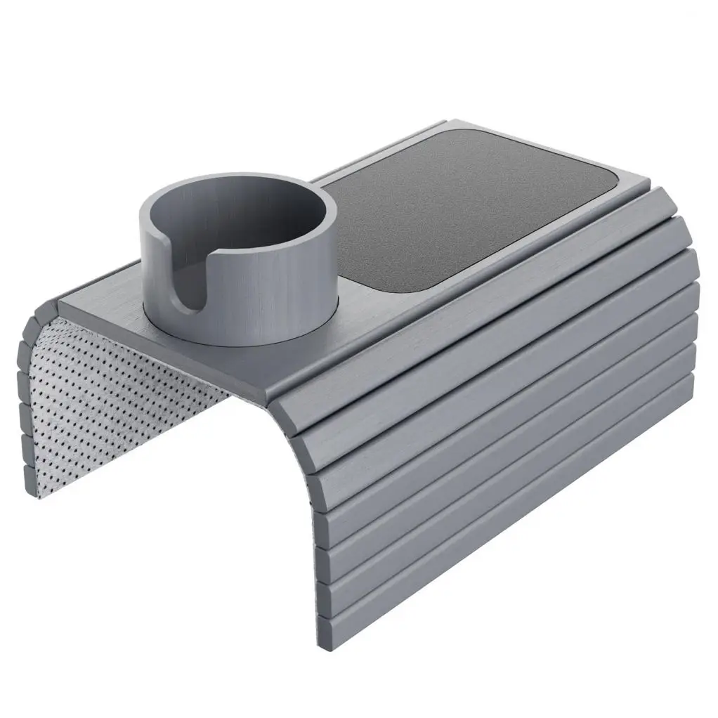 Foldable Anti-Slip Couch Arm Table with 360 Degree Rotating Drink Holder No Installation Bamboo Couch Arm Tray for Drink Snack