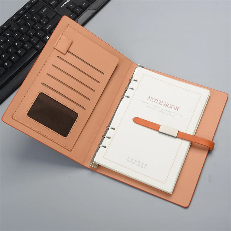 Brown PU Leather Notebook Agenda Organizer Loose -Leaf Journal School Stationery Set