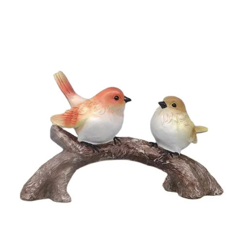 home decoration resin ornament bird resin craft battery operate singing bird sensor resin bird figurines
