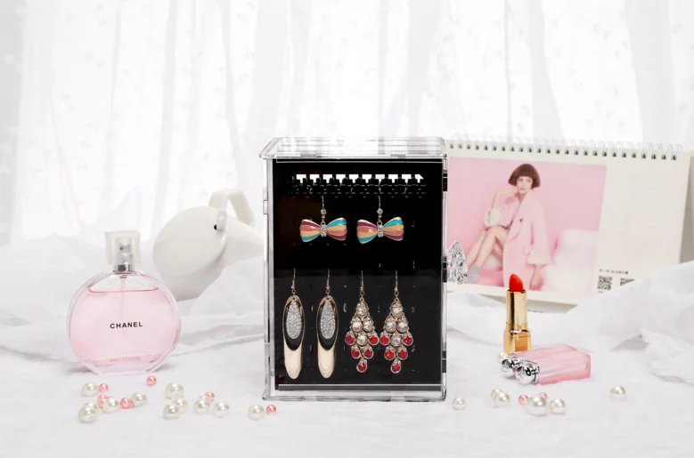 Clear Compartment Earrings Storage Box Holder Acrylic Jewelry Display Stand