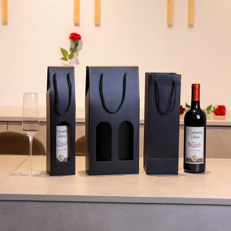 Jialan Factory Custom Luxury Red Wine Gift Box Wine Bottle Packaging Delivery Cardboard Box With Window