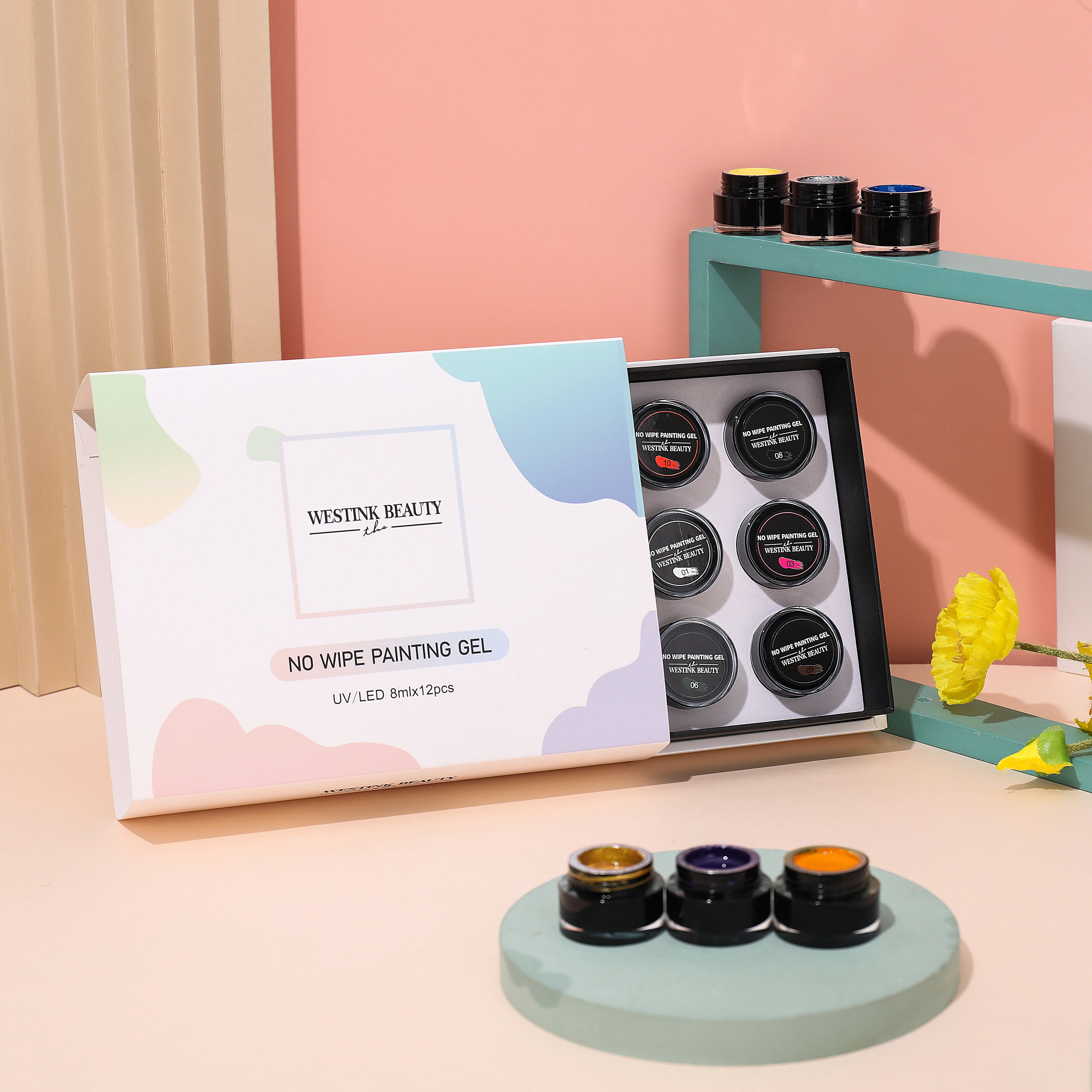 High Pigment Solid Nail Accessories Art Painting UV Gel Polish 12 Paint Colors Set Private Label Wholesale