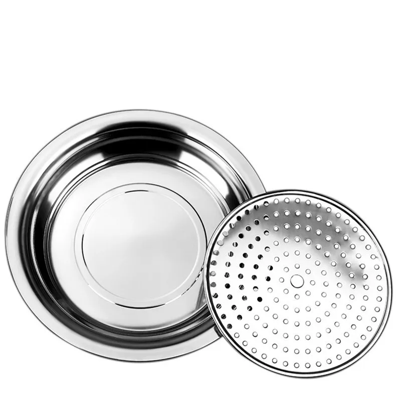 Factory direct multifunctional stainless steel thickened fruit plate dumpling plate kitchenware