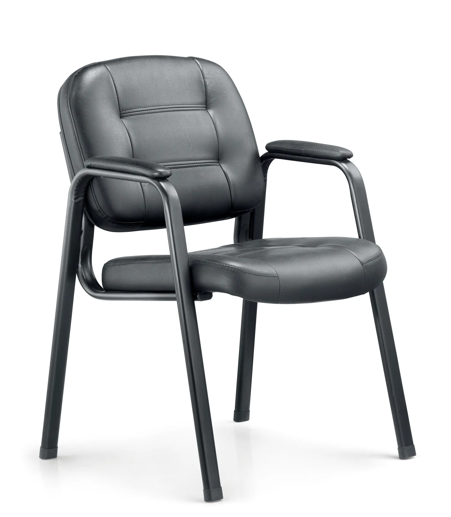 Dining Chair Arm Rest Office Chair Black Leather Visitor Conference Chair With Legs