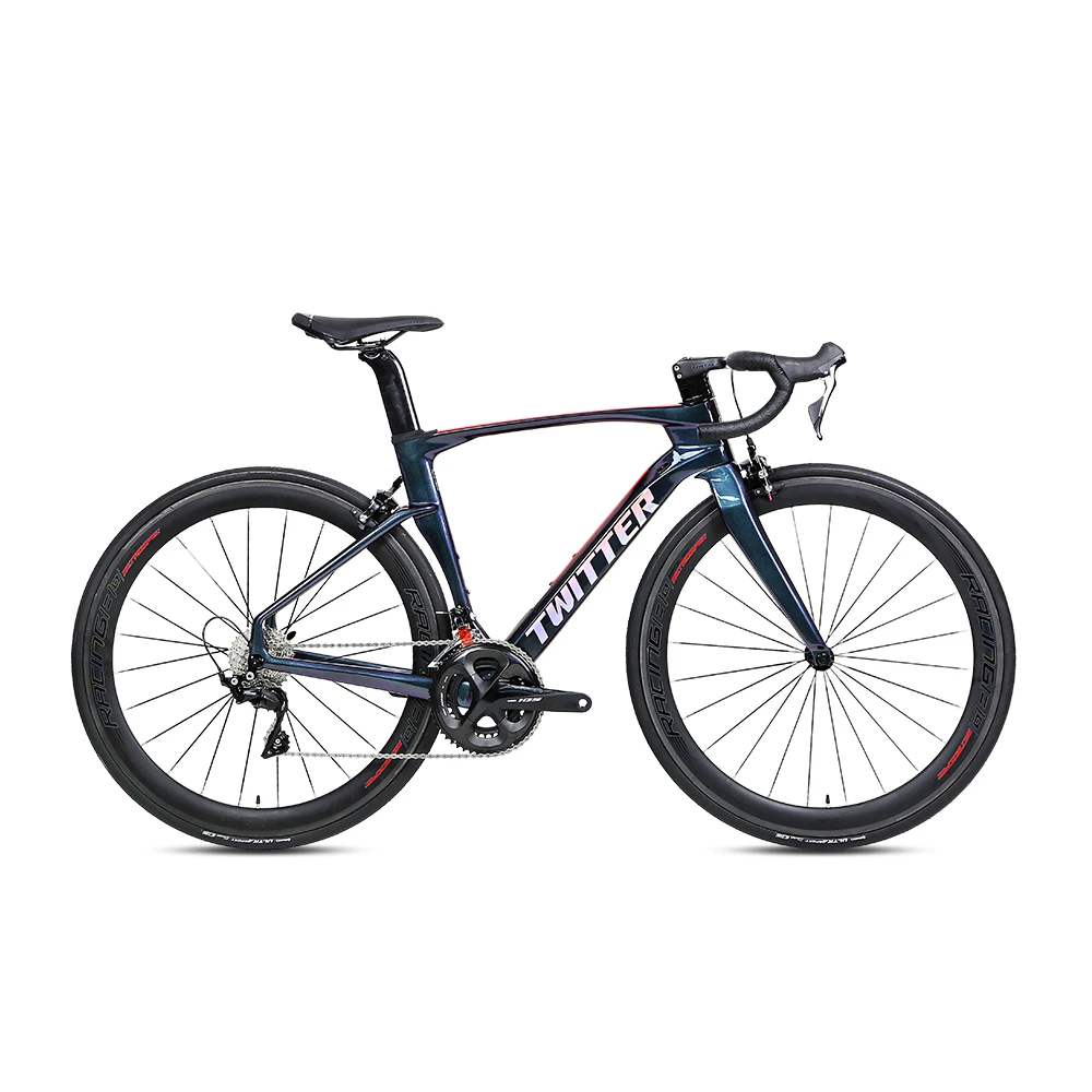 TWITTER Road Bike Shimano R7000-22S 50mm Carbon Wheels Integrated Handlebar Carbon Frame Road Bike Aero Road Bike