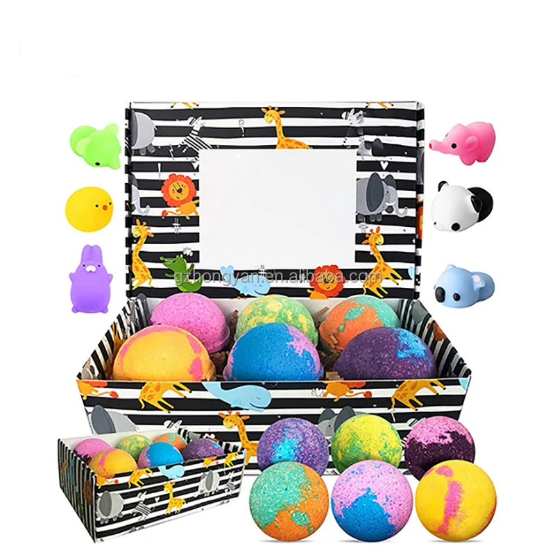 Private Label Colorful Natural Vegan Gift Set Essential Oil Spa Kids Bubble Fizzy Bath Bomb Bath Fizzies Organic