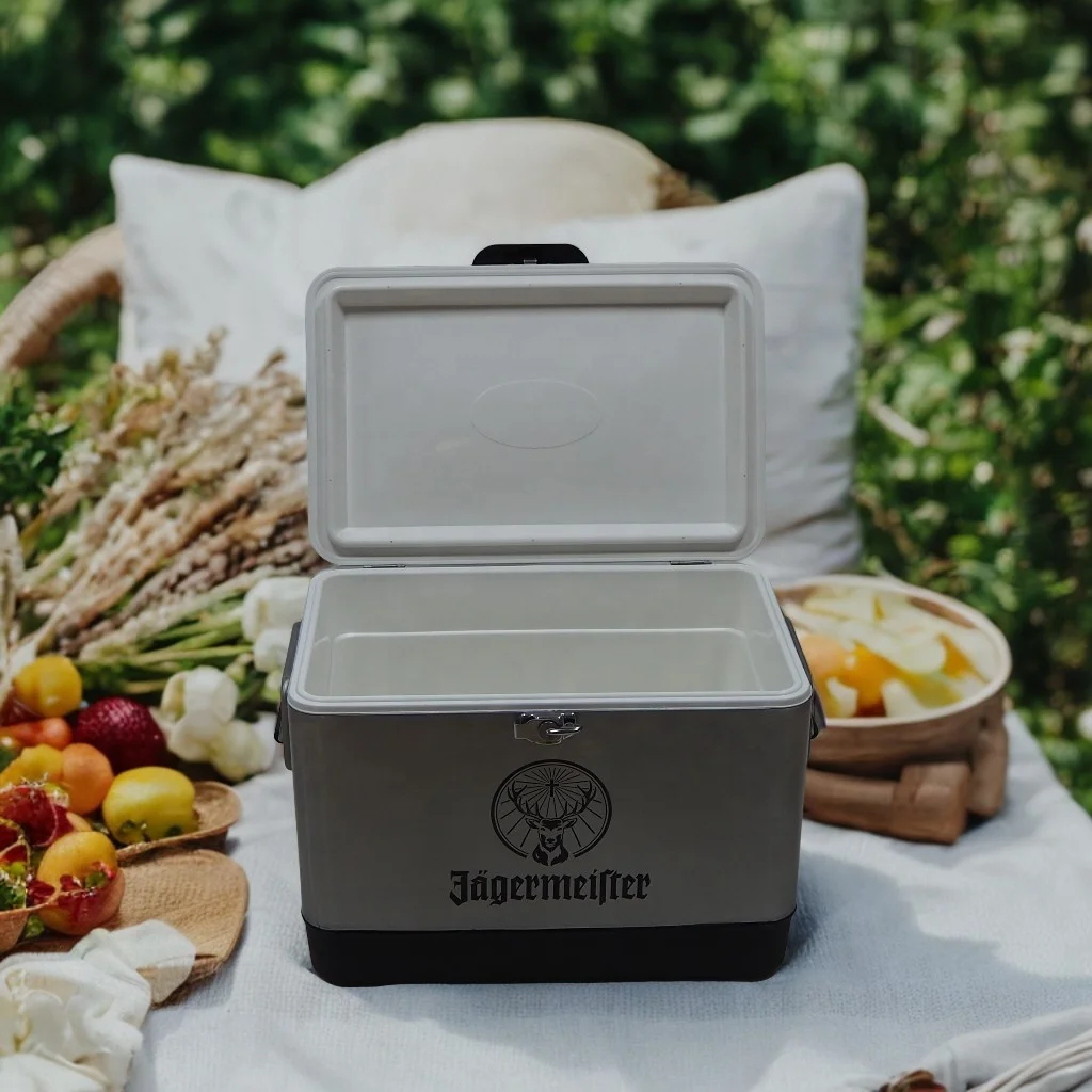 54QT Metal Cooler Box Retro camping ice cooler holiday box