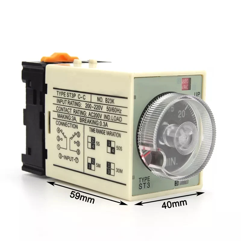 ST3P series Power-on delay relay ST3P A-A/B/C/D/E/F/G (AC 380V 220V 110V DC 24V ) Power-on delay with 8-pin base