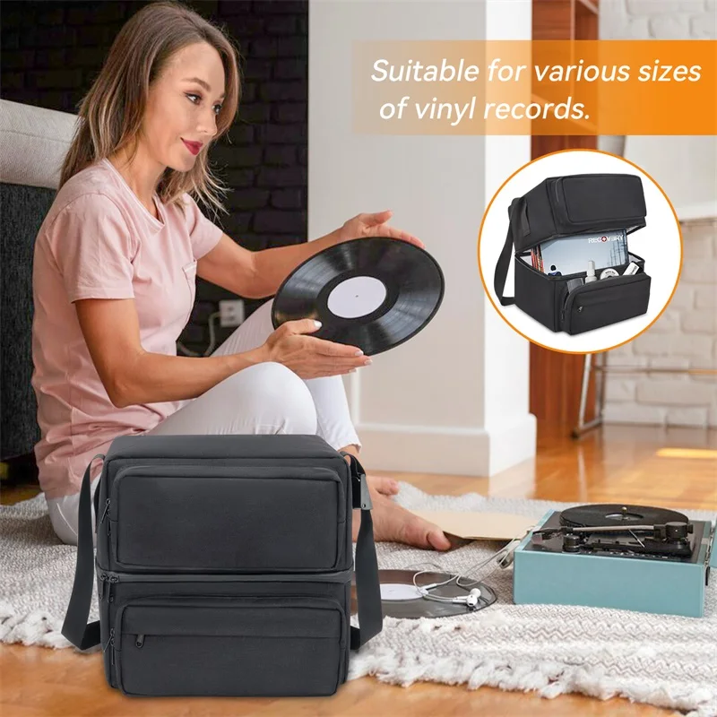 BSCI Custom Hot Sales Record Travel Waterproof CD Carrying Bags Tote Record Bags Shoulder Messenger DJ Storage Bag