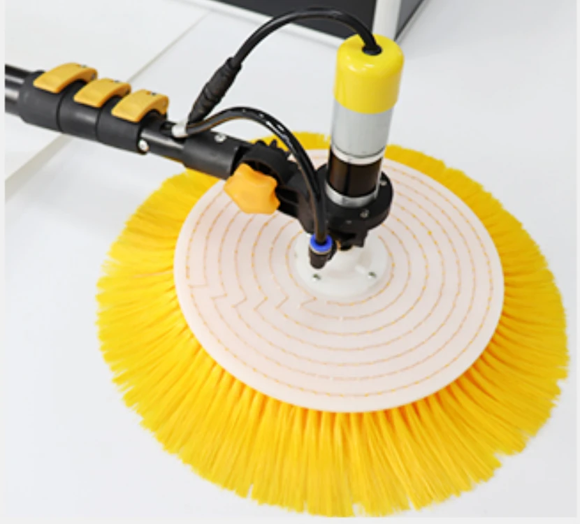 Photovoltaic Solar panel rotary electric Machine dual power single head Manual rotating cleaning robot brush and lithium battery