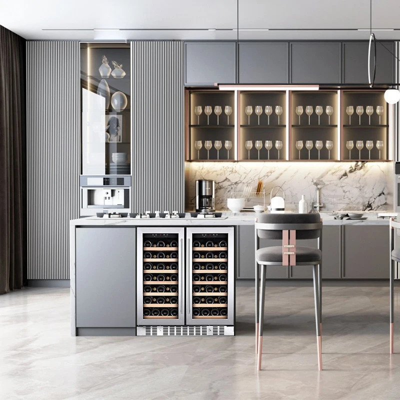 Vinopro 176L Custom Compressor Electronic Temperature Free Standing Fridge Elegant Glass 74 Bottles Wine Refrigerator For Hotels