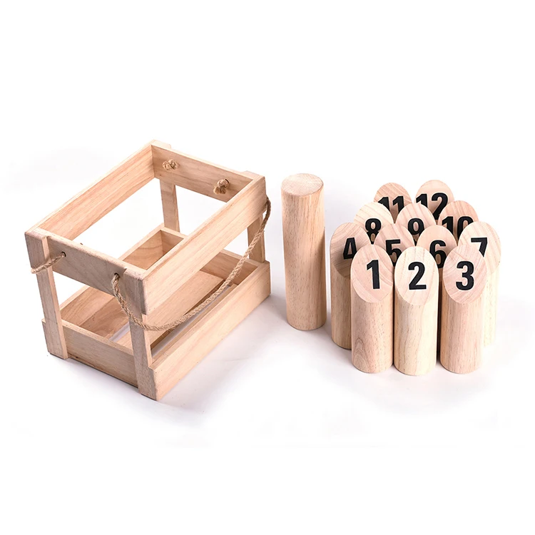 Factory direct sale outdoor skittles kubb viking kubb game Finska Customized color size wooden outdoor sport game