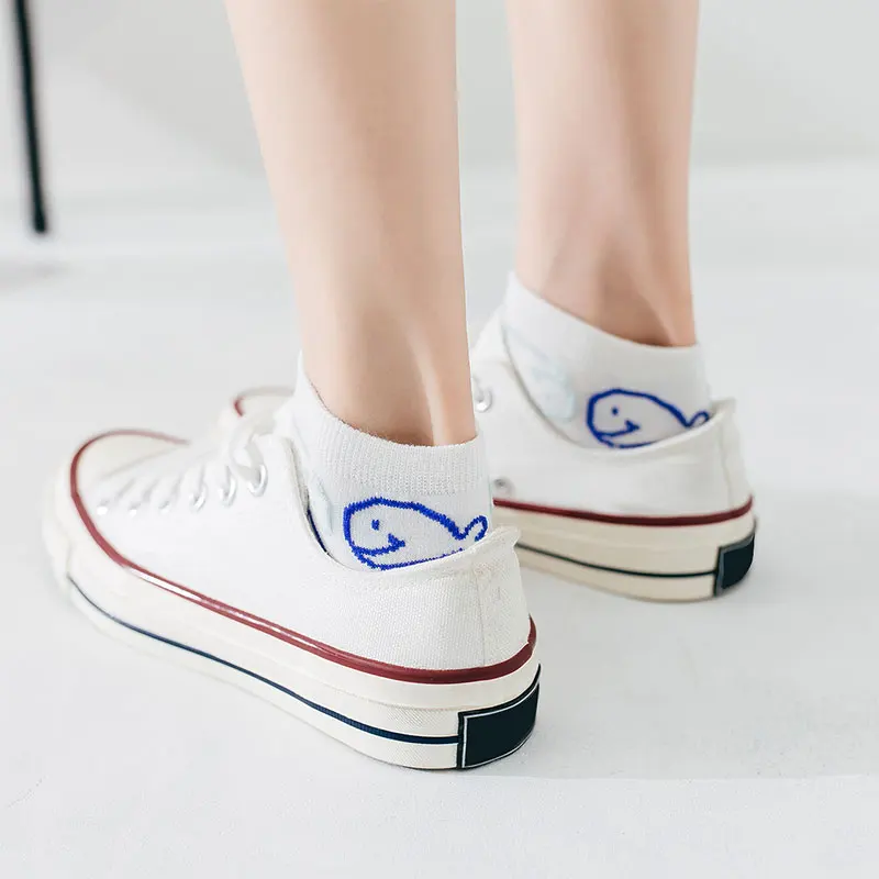 4 Pairs Spring Autumn young girls low cut Cute Cartoon cheap women ankle socks