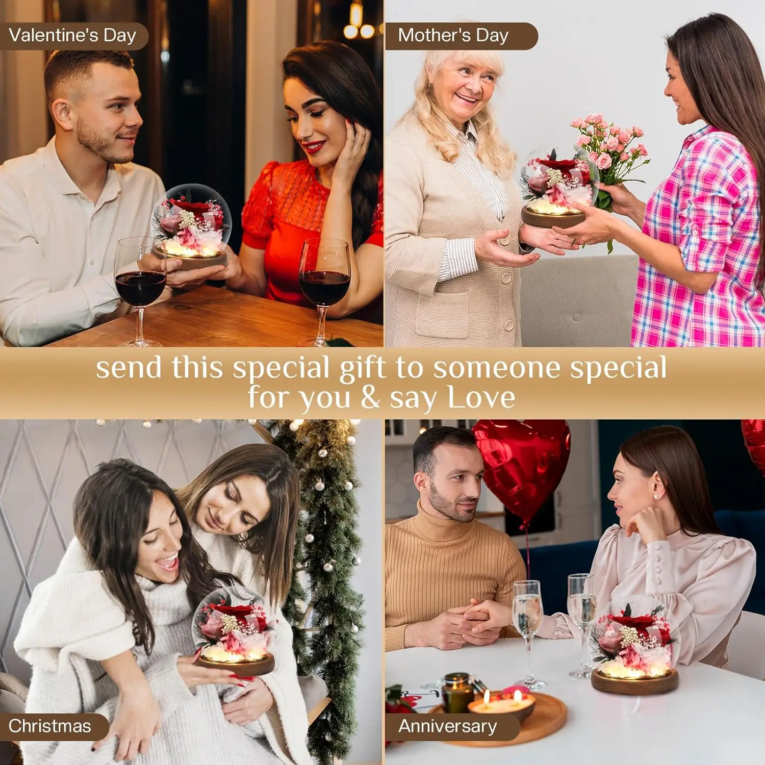 Unique Floral Gift Long-Lasting Real Flowers Preserved Flowers Roses Gifts for Women Mom