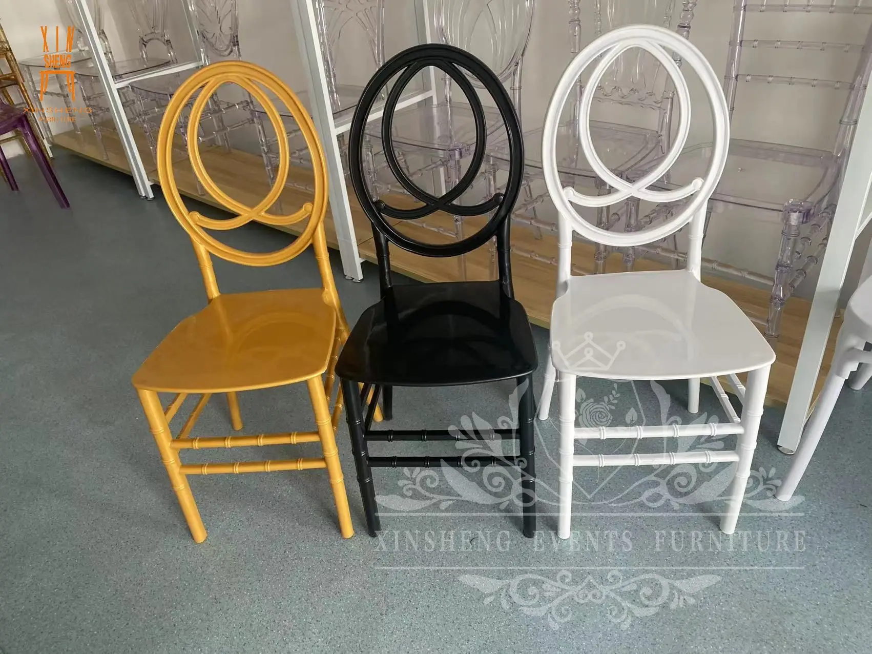 Hot Sale Party Wedding Cheap Price PP Gold Phoenix Resin Chair