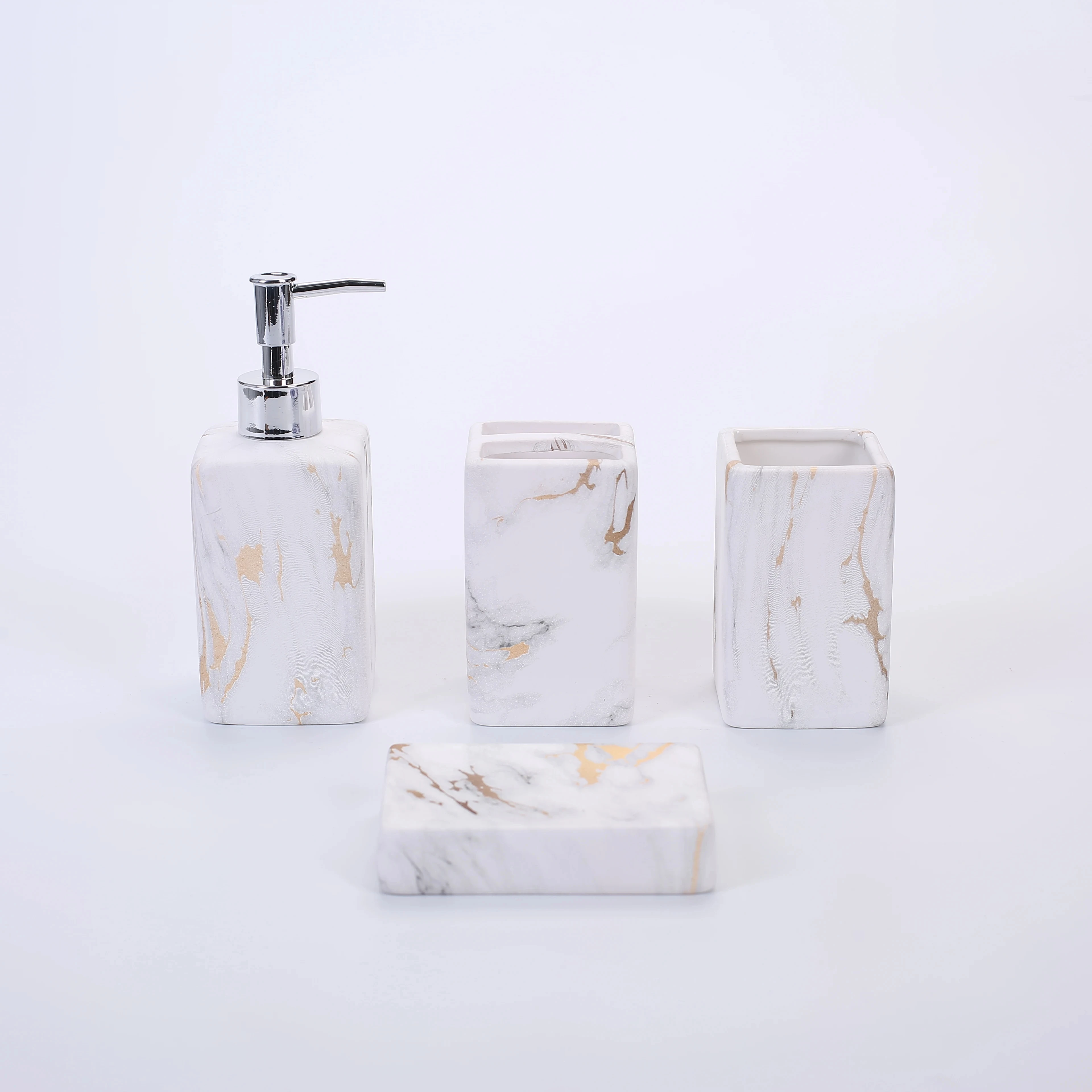 4pcs Golden Wholesale China Customized Products Hotel Bath ceramics toilet Accessories Bathroom Set