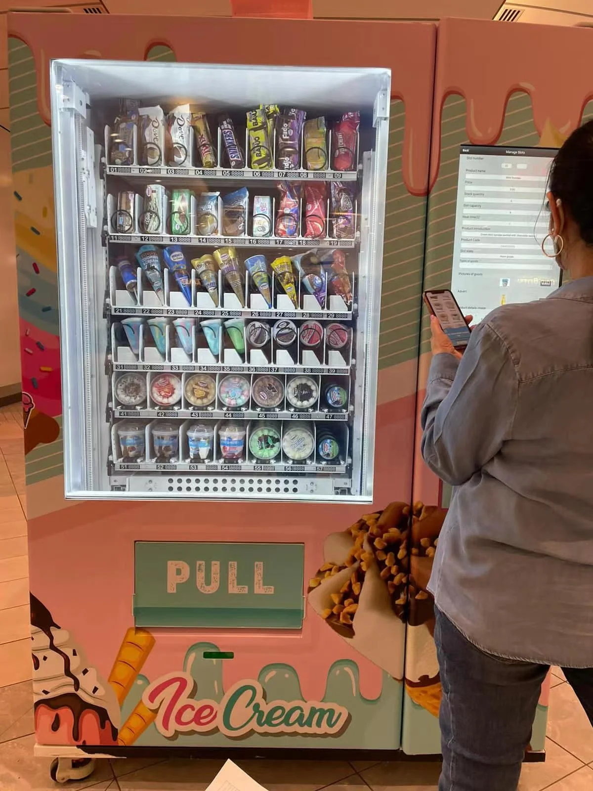 frozen food ice cream vending machine with cash and card Freezer Food ice cream fully automatic for Shopping Mall with MDB cable