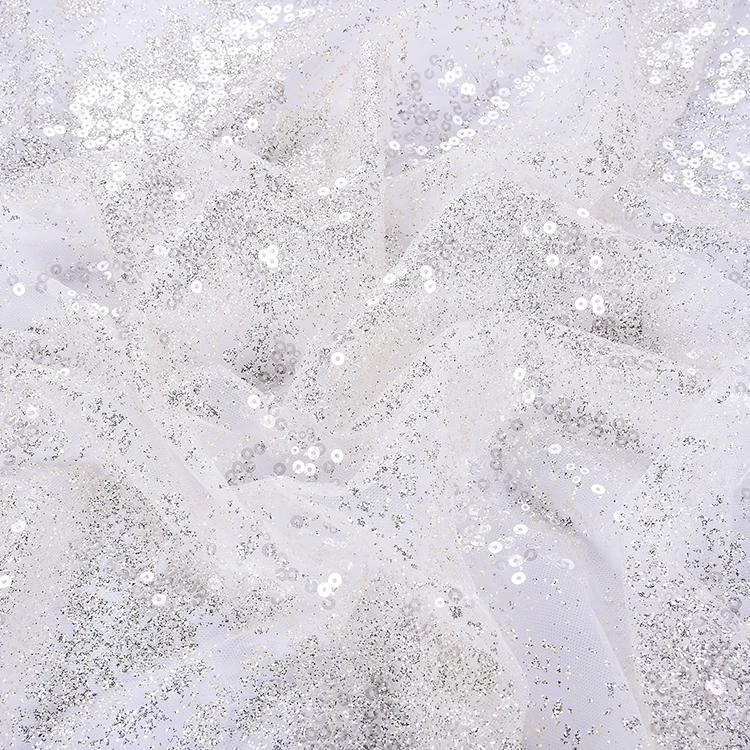 Exquisite all over white flower craft material 2022 new arrival design ball gown luxury beaded lace fabric for clothing