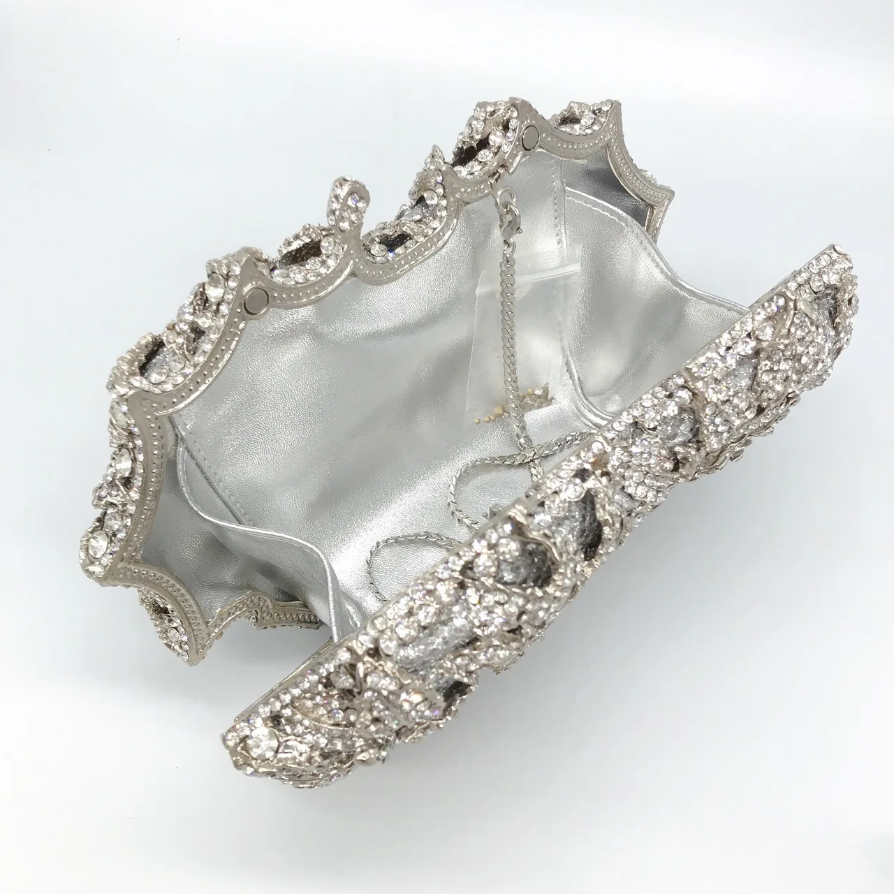 Hot selling Luxury Crystal Rose Wedding Dress Evening Bag Diamond Clutch Purse Handmade Bag Rhinestone Clutches