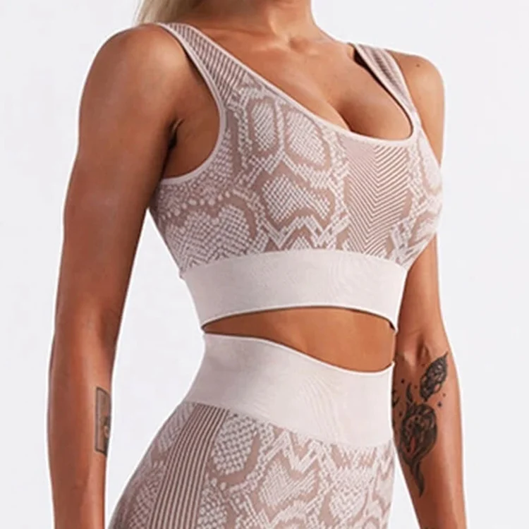 
HD-YG061 Snakeskin Wholesale Workout Sports Bras Women Sports Bra Gym Top Fitness 
